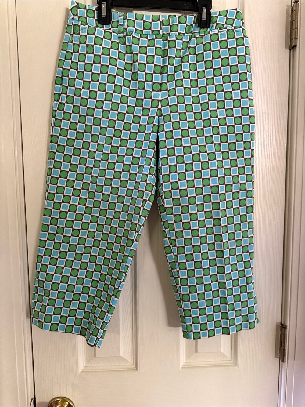 Talbots Petite Geometric Dot Print Top in Aqua, Green & Brown